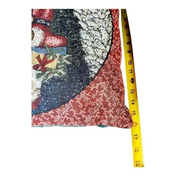 Vtg Needlepoint Santa Claus Christmas Holiday Decorative Tapestry Throw Pillow - Picture 6 of 6